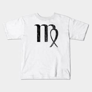 Virgo Zodiac Horoscope in Distressed Black Design Kids T-Shirt